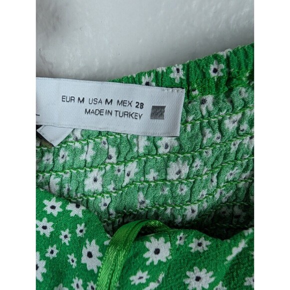 Zara Green Ditsy Floral Print Criss Cross Back Short Mini Dress Women's Medium - Picture 5 of 8